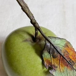 Penkridge Porcelain Granny Smith Apple With Twig & One Leaf
