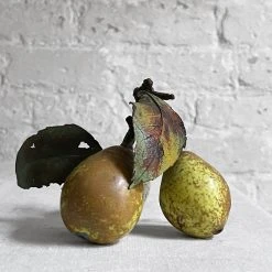 Penkridge Porcelain Small Triple Pears With Twig & Two Leaves Ceramic & Porcelain Fruit