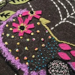 Nathalie Lete Embroidered Purple Owl Cushion Textiles & Rugs