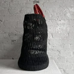 Savanna Large Beach Basket In Solid Black Art & Objects