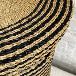 Savanna Laundry Basket With Lid In Black & Natural Stripe