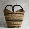 Art & Objects Savanna U-Shopper Open Weave Basket Bag In Black & Natural Stripes