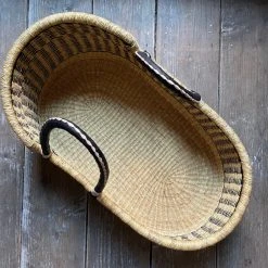 Savanna Moses Baby Bassinet Basket In Black & Natural Dashes Art & Objects