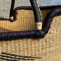 Art & Objects Savanna Moses Baby Bassinet Basket In Split Diamond With Blue Rim