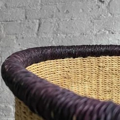 Art & Objects Savanna Moses Baby Bassinet Basket In Split Diamond With Blue Rim