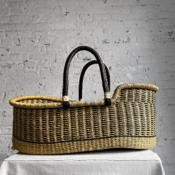 Savanna Moses Baby Bassinet Basket In Black & Natural Dashes Art & Objects
