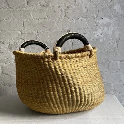 Savanna Round Basket With Short Handles In Natural Art & Objects