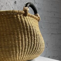 Savanna Round Basket With Short Handles In Natural Art & Objects