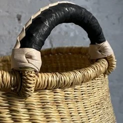 Savanna Round Basket With Short Handles In Natural Art & Objects
