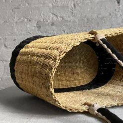 Art & Objects Savanna Rectangular Basket Bag With Short Handles And Black Base