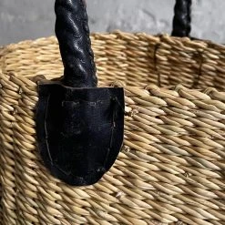 Savanna Rectangular Shoulder Basket Bag With Black Base And Short Rope Handle