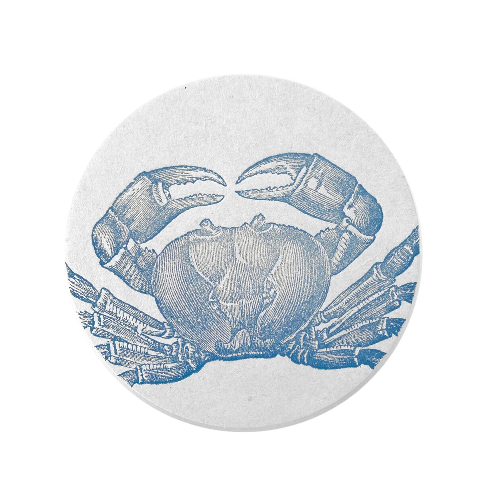 Sesame Letterpress & Design Set Of 8 Letterpress Crab Coasters Dining & Tabletop 3 Sesame Letterpress & Design Set Of 8 Letterpress Crab Coasters Dining & Tabletop
