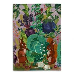 Nathalie Lete Rabbits In The Cabbage Patch Tea Towel