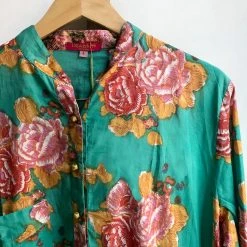 Lisa Corti Short Floral Kurta In Teal Textiles & Rugs