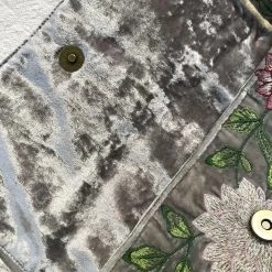 Anke Drechsel Bouquet Embroidered Silk Velvet Shoulder Bag In New Silver Art & Objects