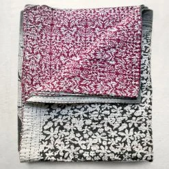 Jeanette Farrier Newly Printed Kantha Queen Bedcover Textiles & Rugs