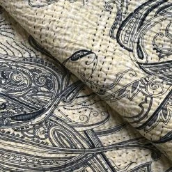Jeanette Farrier Textiles & Rugs Newly Printed Kantha Queen Bedcover