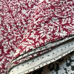 Jeanette Farrier Newly Printed Kantha Queen Bedcover Textiles & Rugs