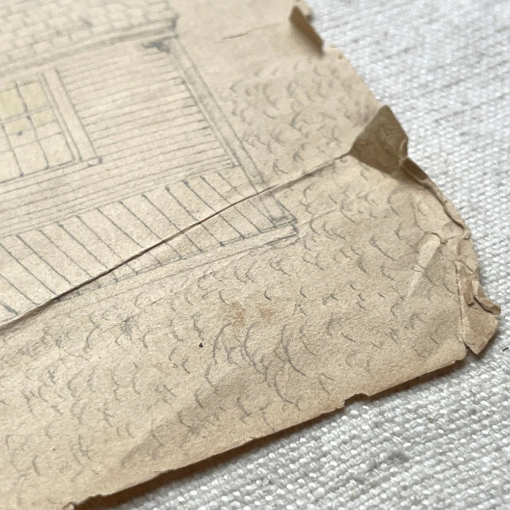 Vintage Art & Objects 19th Century Naive Architecture Rendering No. 1