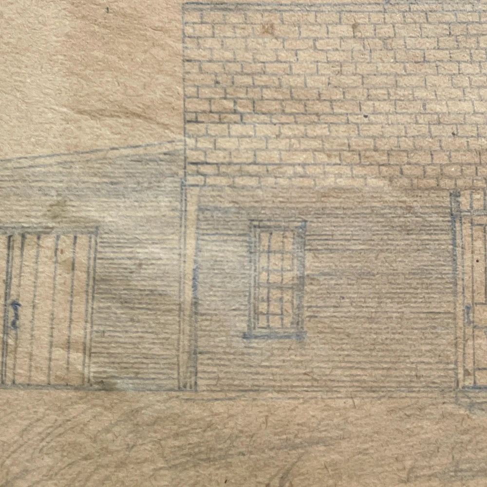 Vintage 19th Century Naive Architecture Rendering No. 3