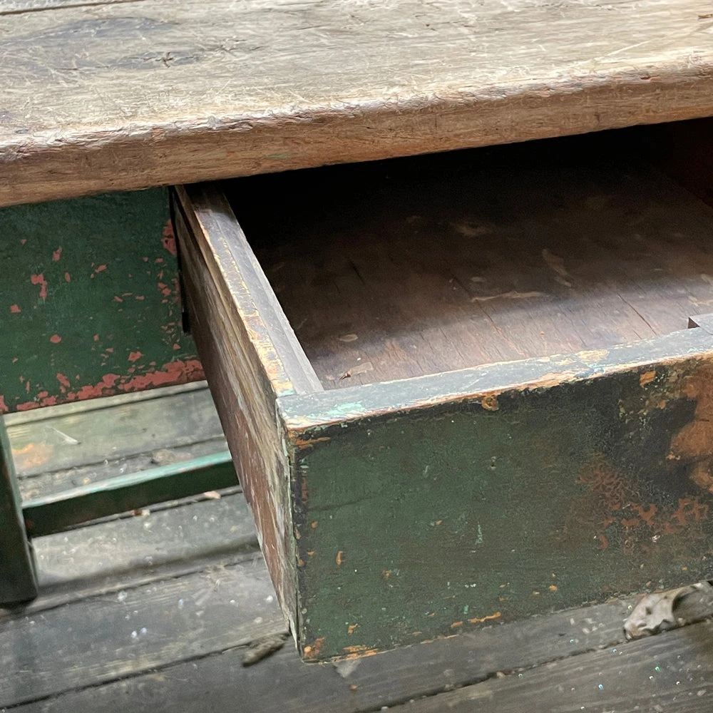 Vintage Antique Painted Table With Drawer