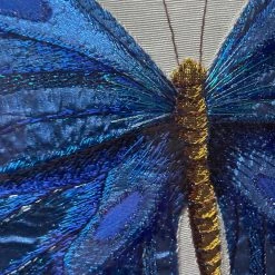 Art & Objects Hand Embroidered Blue Butterfly By Zara Merrick