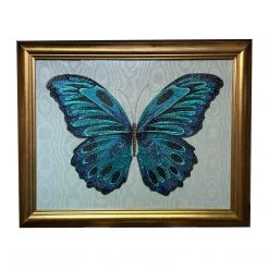 Hand Embroidered Turquoise Butterfly By Zara Merrick Art & Objects