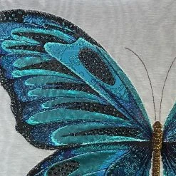 Hand Embroidered Turquoise Butterfly By Zara Merrick Art & Objects