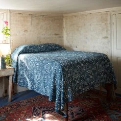 "French Indigo" John Derian For Jeanette Farrier Printed King Bedcover