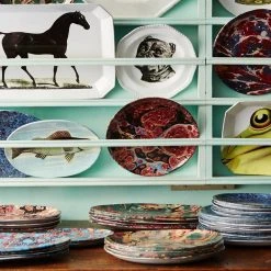 John Derian X ADV Dining & Tabletop Black Blue & Red Marble Dessert Plate