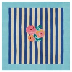 Lisa Corti Panel In Nizam Stripes Blue Natural 110 X 110cm Dining & Tabletop