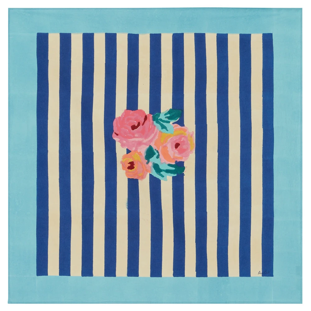 Lisa Corti Panel In Nizam Stripes Blue Natural 110 X 110cm Dining & Tabletop 3 Lisa Corti Panel In Nizam Stripes Blue Natural 110 X 110cm Dining & Tabletop