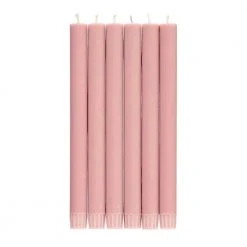 British Colour Standard Set Of 6 Candles In Old Rose Candlestick Holders