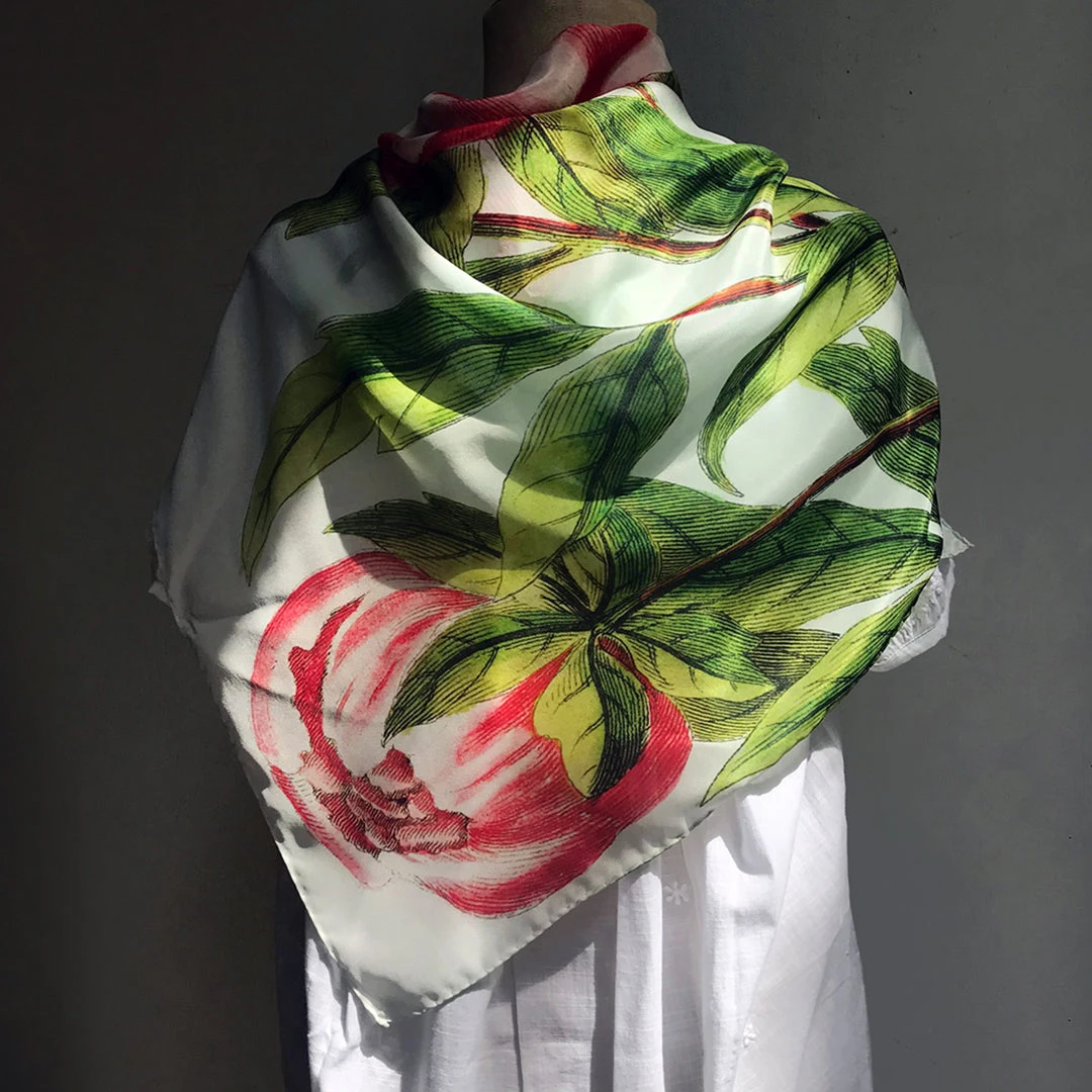 John Derian Company Picture Book Images Peony Silk Scarf 5 John Derian Company Picture Book Images Peony Silk Scarf