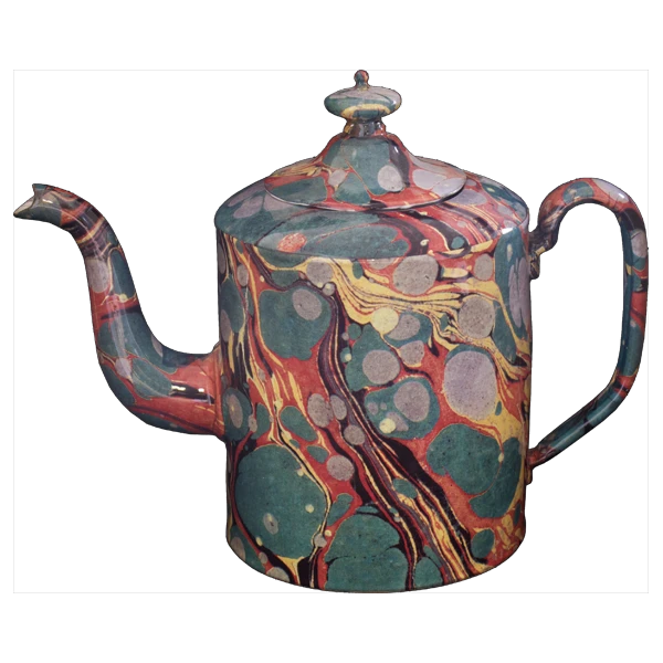 John Derian X ADV Green Yellow And Red Marble Teapot - Large 3 John Derian X ADV Green Yellow And Red Marble Teapot - Large