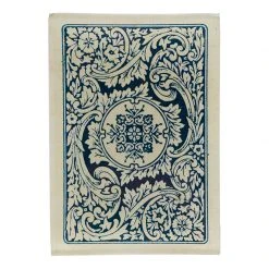 John Derian Card Back - White & Blue Emblem Decoupage