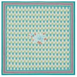 Lisa Corti Panel In Veranda Design Peacock Green Linen 110 X 110cm Dining & Tabletop