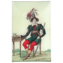 John Derian Rectangular Trays Merry Man With Plumed Hat - FINAL SALE