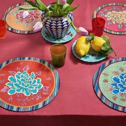 Lisa Corti Set Of 6 Masonite Placemats In Crimson Rust