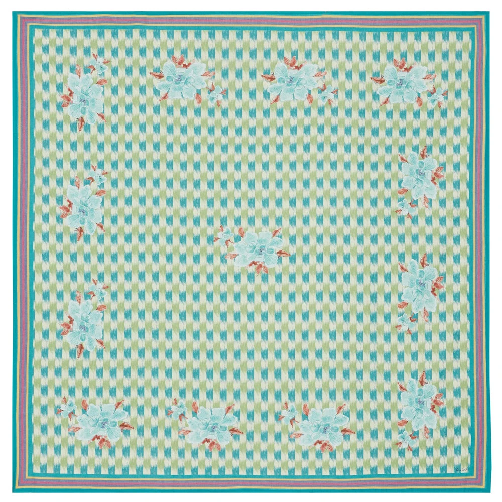 Lisa Corti Panel In Veranda Design Peacock Green Linen 180 X 180cm 3 Lisa Corti Panel In Veranda Design Peacock Green Linen 180 X 180cm