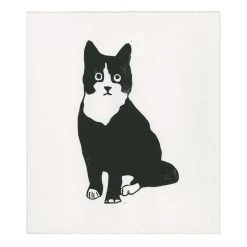 Hugo Guinness Black And White Cat Seated Art & Objects