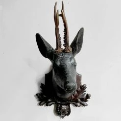 Vintage Vintage & Antiques Antique Black Forest Carved Black Deer Head
