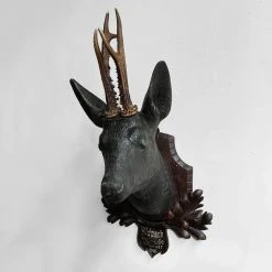 Vintage Vintage & Antiques Antique Black Forest Carved Black Deer Head